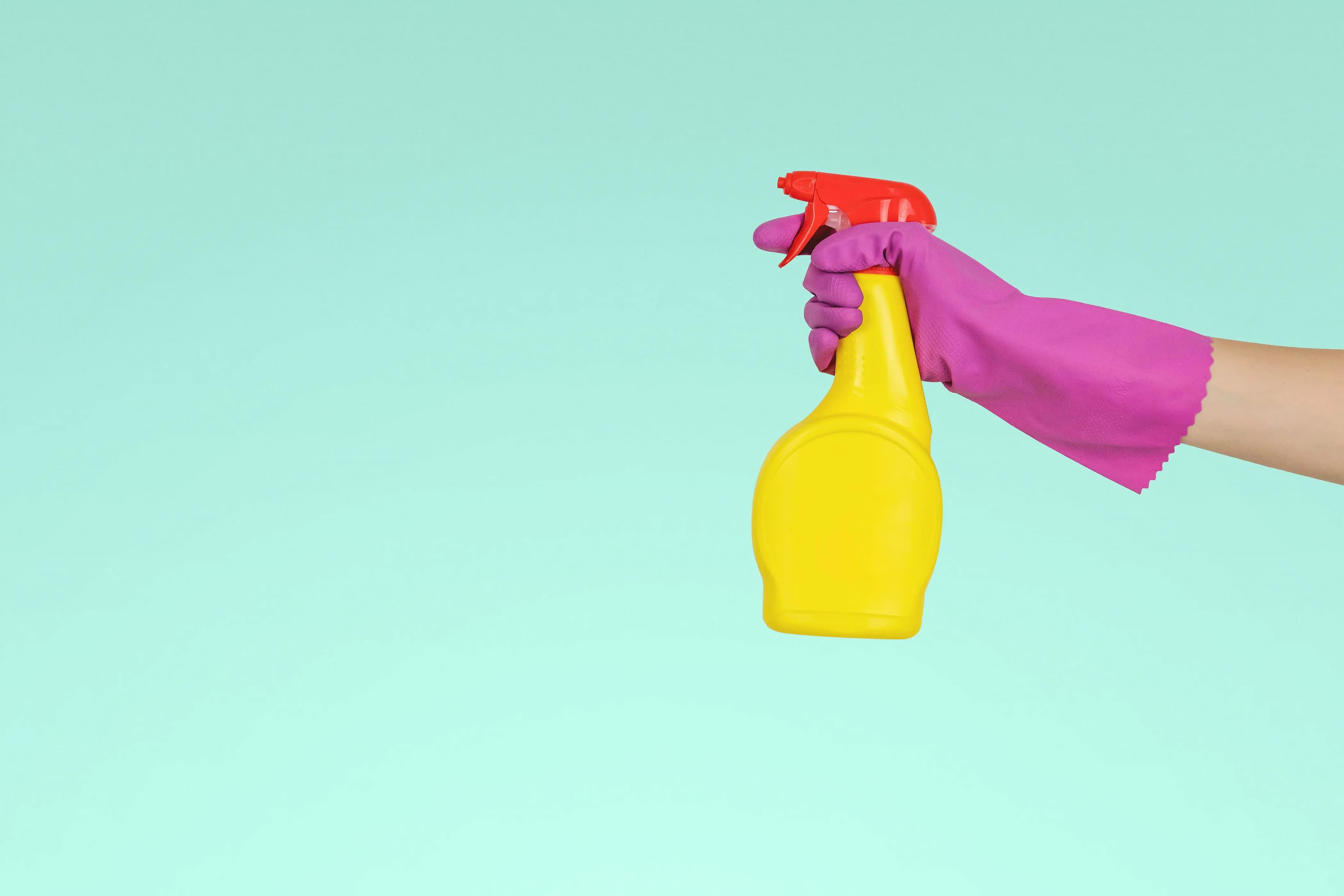 Professional cleaning team with equipment in front of a house